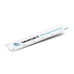 A white 15cm mini ruler featuring measurements and a logo, designed for office and business use.