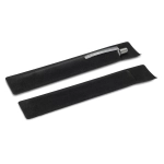 A black velvet pen sleeve with a sleek pen partially visible inside. It features a simple design without any logos.
