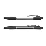 A set of two Daytona metal pens in silver and black, featuring rubber grip sections and a clip.