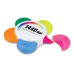 A flower-shaped highlighter set featuring pink, orange, green, and blue highlighter tips with a white base.