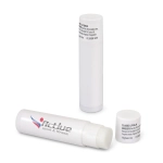 A white tube of Classic Lip Balm, featuring a logo, with a removable cap and a second tube behind it.