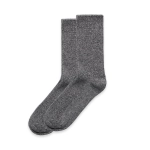 A pair of grey marle socks displayed side by side, featuring a knitted texture and an unbranded design.