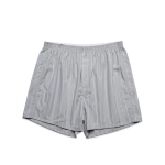 Boxer shorts in a light grey colour with fine vertical stripes and an elastic waistband. Features a branding logo.