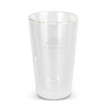 A drink bottle featuring a transparent double wall design with an etched logo. It is a sleek, modern tumbler.