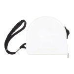 A white locking tape measure with a black strap, suitable for handy measurement tasks. It features a branding logo.