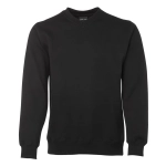 A black V-neck fleece jumper featuring long sleeves and a ribbed hem. It has a logo on the label.