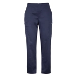 Navy cargo pants for women with multiple pockets, designed for comfort and functionality in a scrub style.