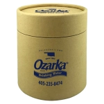 A cylindrical tube in a natural brown colour with a logo, containing a drink product.