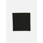 A square swatch of dark green wool fabric with a textured finish and a scalloped edge. It features a branding logo.