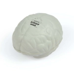 A stress ball designed in the shape of a brain, featuring the text "national science week."