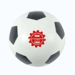 A Hi Bounce Soccer Ball featuring a classic black and white design with a red logo.
