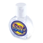 A bottle of Fresh Gel Hand Sanitiser with a colorful label and a flip-top cap, containing 35ml of clear gel.