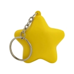 A yellow star-shaped key ring with a silver chain attachment.
