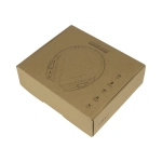 A brown cardboard box containing Medora ANC Bluetooth headphones, featuring a simple design and logo.