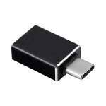 A black USB 3.0 to Type-C adapter with a sleek design and a metallic connector. Features a logo on the body.