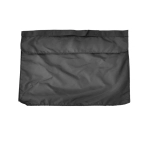 A black satchel with a flap and a strap. The material appears durable and lightweight.