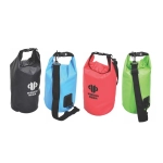 Aqua Dry Bags in black, red, blue, and green, each with a strap and branding visible.