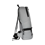 A grey eco convertible bum bag with adjustable straps and a zippered main compartment. Features a branding logo.