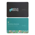A wireless charger and mouse pad combo in black and teal, featuring logos on both sides.