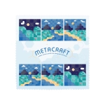 A multi-image design featuring colorful landscapes with buildings, hills, and clouds, showcasing a blue and green color scheme.