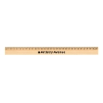 A wooden ruler measuring 30cm, featuring black branding and a light wood finish.