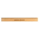 A bamboo 30cm ruler featuring a branding logo and measurement markings along its length.