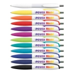 A collection of Mac Pens in various colors, featuring a textured grip and the brand name "POWER TRADE" printed on them.