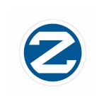 A blue circular mouse pad featuring a large white letter 'Z' in the centre and a logo.