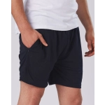 Adult cooldry sports shorts in black, featuring an elastic waistband and side pockets. Includes a branding logo.