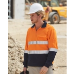 Hi-vis two-tone cotton fleecy sweat in orange and navy, featuring 3M reflective tapes and a chest pocket.