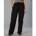 Adult fleecy pants in black, featuring a drawstring waist and side pockets, styled with a casual fit.