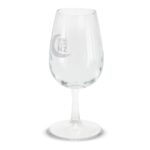 A wine taster glass featuring a clear design with the "WINE EXPO NZ" logo engraved on the side.