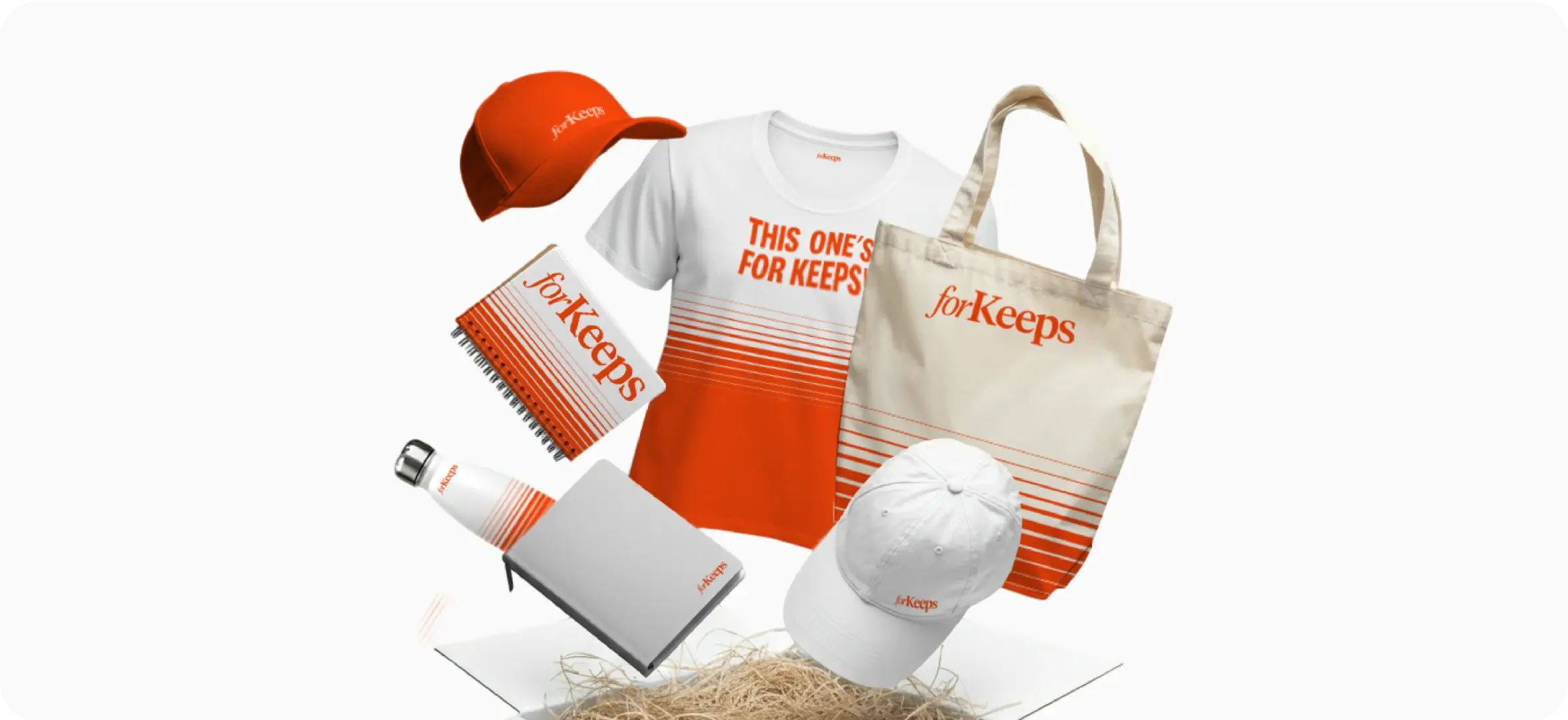 Branded various products showing merch labels