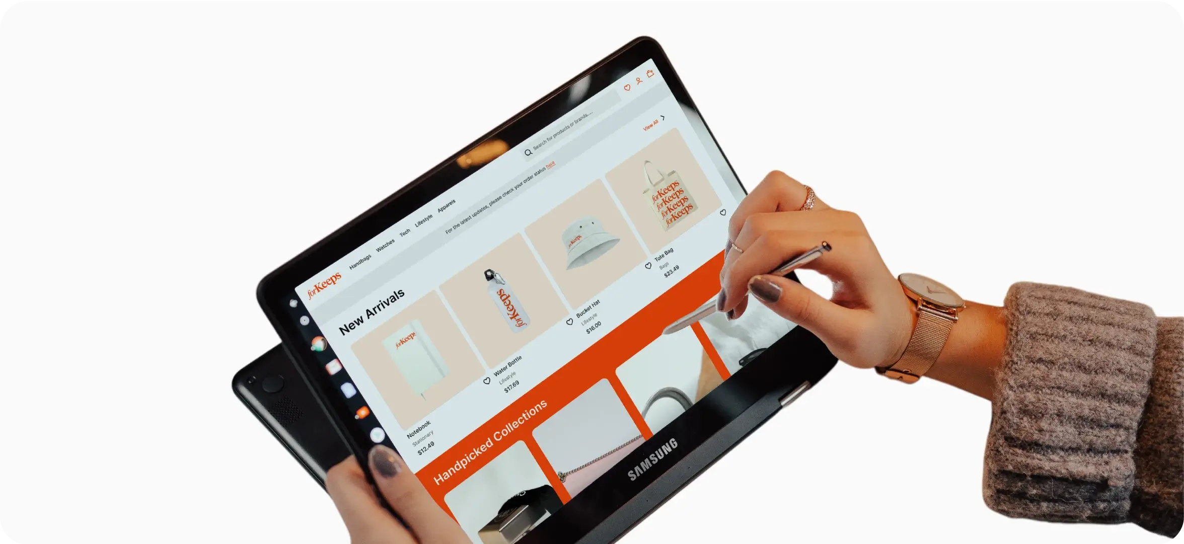 Tablet showing your own merch store